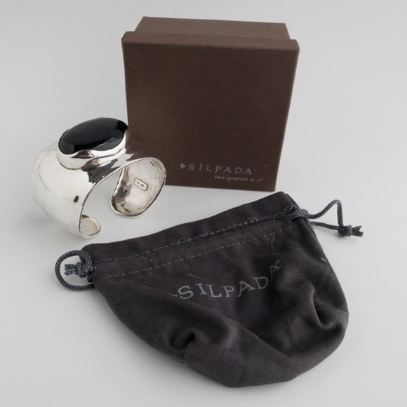 Retired Silpada Chalcedony Cuff Bangle Bracelet B2043 Modernist Design - Picture 10 of 10